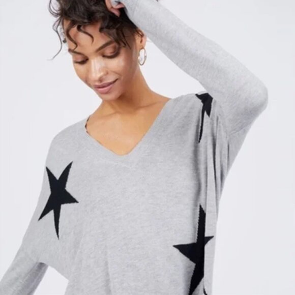 Kut‎ From The Kloth Gray Star Pullover V Neck Sweater S Cashmere Blend Jumper - Picture 13 of 14